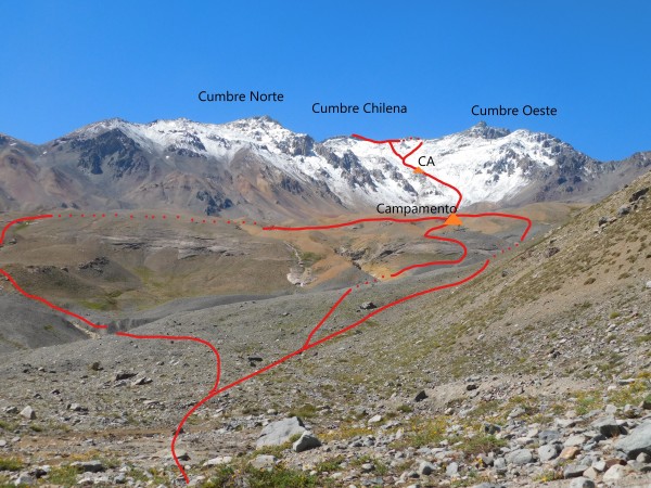 Vista de la ruta principal con sus variantes