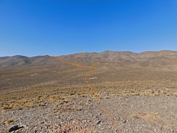 Vista de la ruta desde el final del camino vehicular